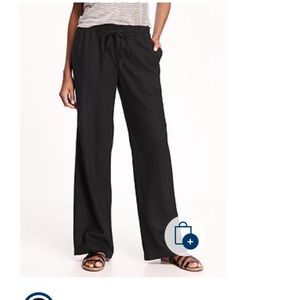 Black linen blend pants